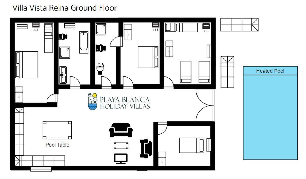 Villa Vista Reina - Luxury 6 Bedroom - Heated Pool- Views - Pool Table - Vista Lobos - Playa Blanca Dış mekan fotoğraf